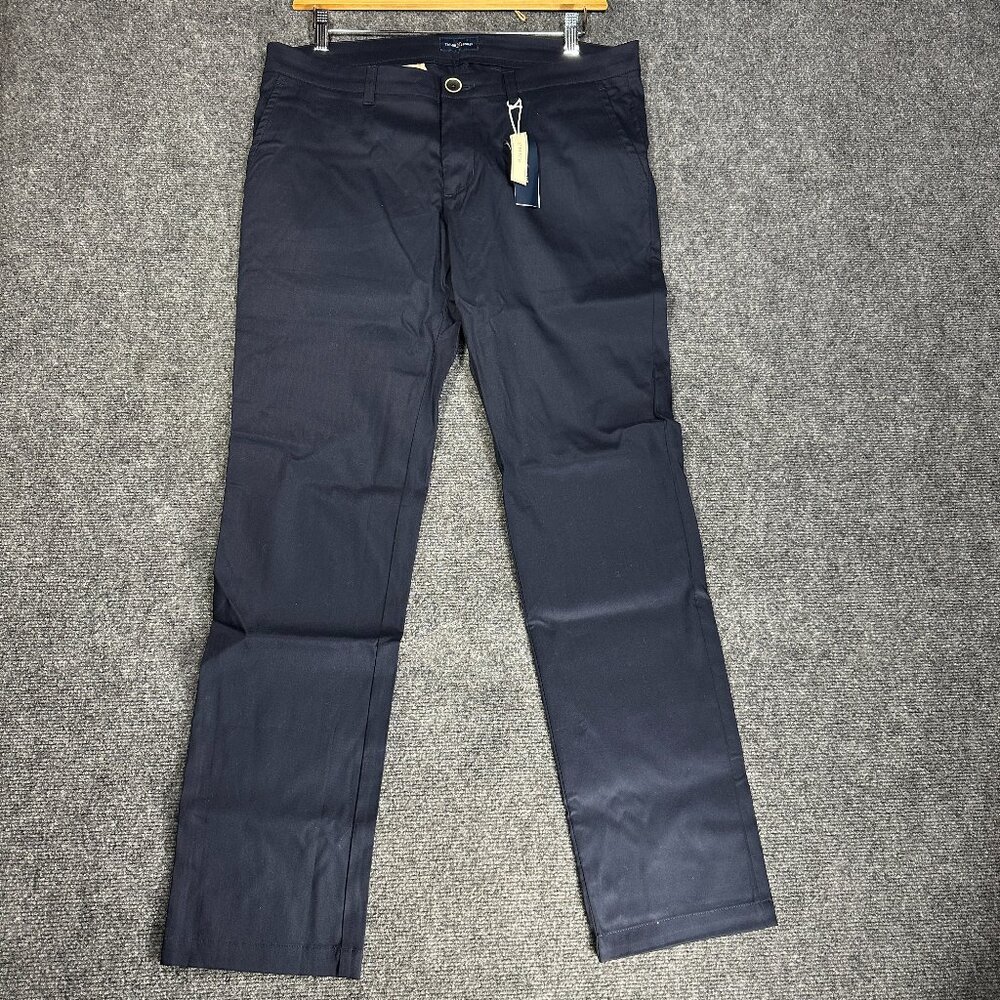 Tailor Store Pants Mens 36  Blue Cotton Stretch Chino Pockets Straight Leg NEW